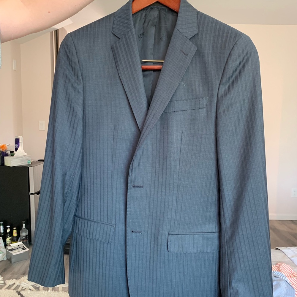 Blue Striped Versace Collection Blazer & Trousers.